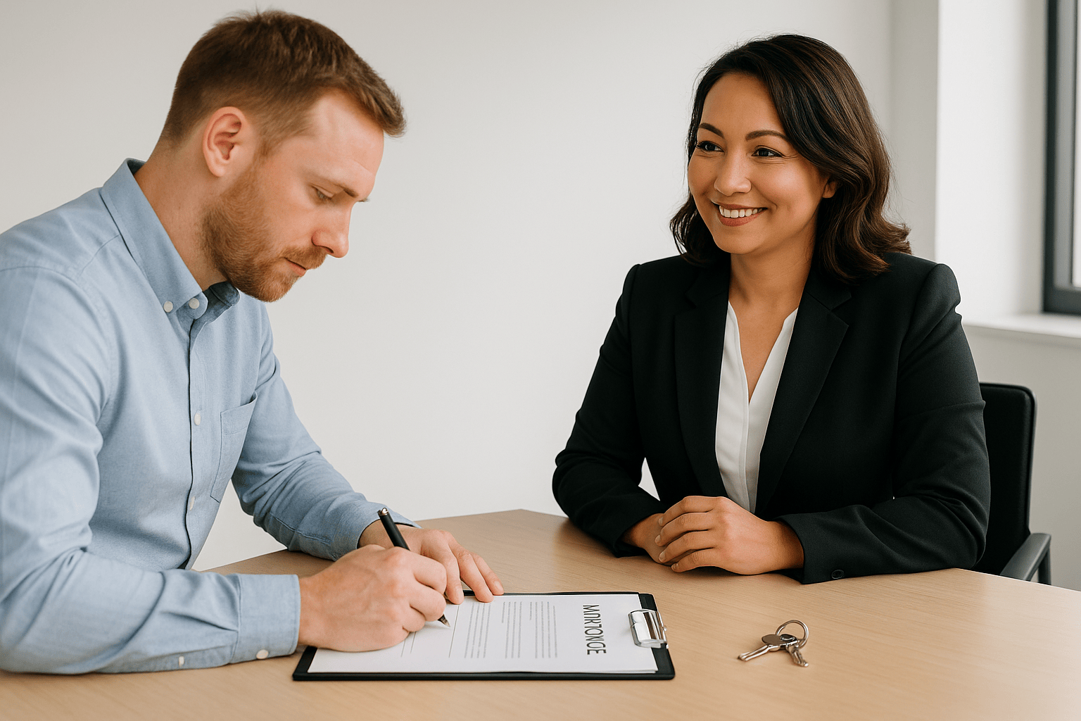 Trish Wilson with a U.S. client signing mortgage documents