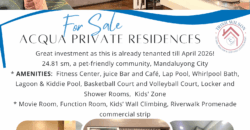 Aqua Residences Penthouse, Mandaluyong condo for sale RFO 1 br