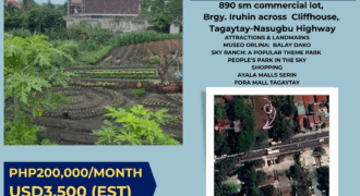 Tagaytay Lot for rent across Cliffhouse 890 sm