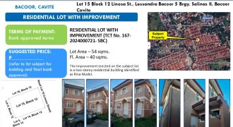 Foreclosed House and Lot in Cavite, South Luzon · Lot 15 Block 12 (Security Bank)