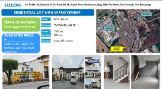 Foreclosed Residential Lot in Pampanga, North Luzon – Aspire Prime Residences (Security Bank)