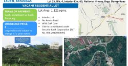 Foreclosed Residential Lot in Batangas, South Luzon (Security Bank)