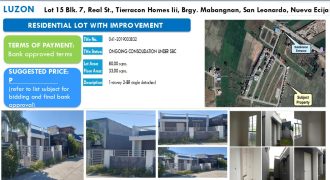 Foreclosed House and Lot in Nueva Ecija, North Luzon – Tierracon Homes III (Security Bank)