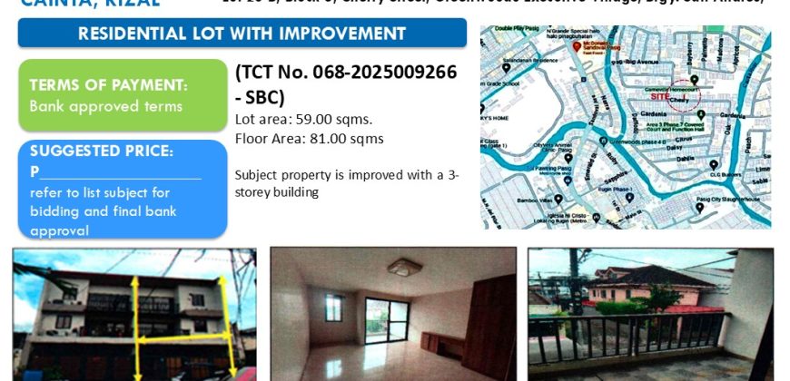 Foreclosed House and Lot in Rizal, Metro Manila – Greenwoods Executive Village (Security Bank)