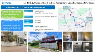 Foreclosed House and Lot in Bataan, North Luzon – Unnamed St. Rose Homes Brgy. Camacho (Security Bank)
