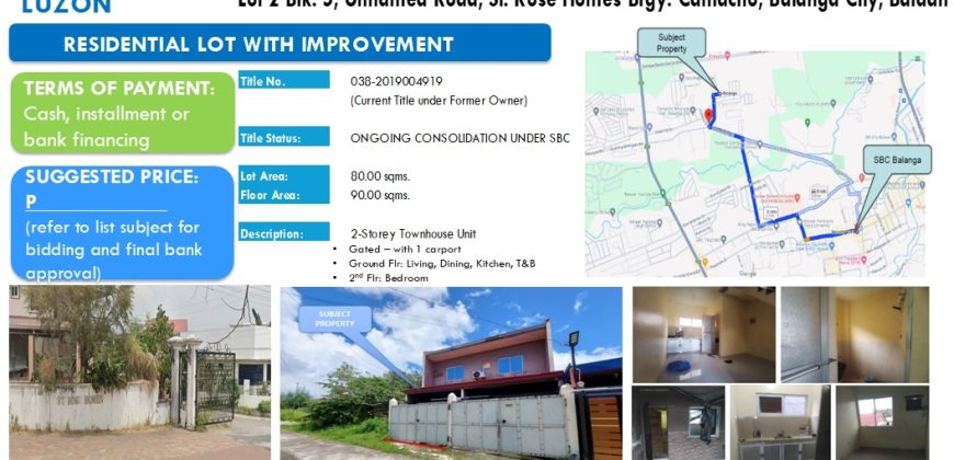Foreclosed House and Lot in Bataan, North Luzon – Unnamed St. Rose Homes Brgy. Camacho (Security Bank)
