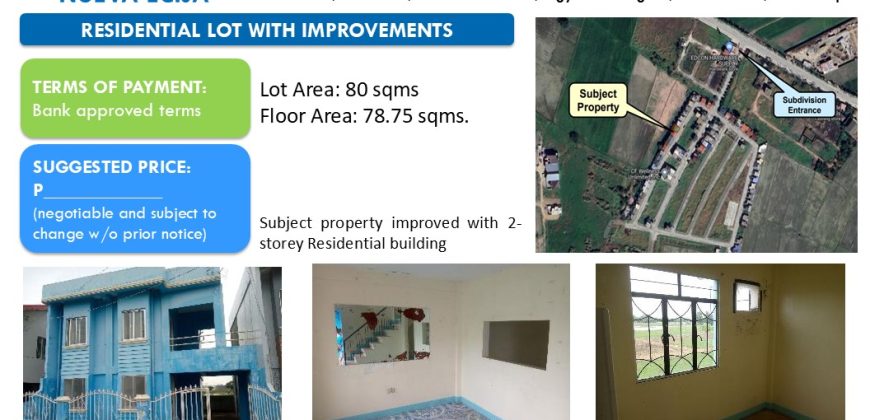 Foreclosed House and Lot in Nueva Ecija, North Luzon – Tierracon Homes 3 · Lot 9 Blk. 1 (Security Bank)