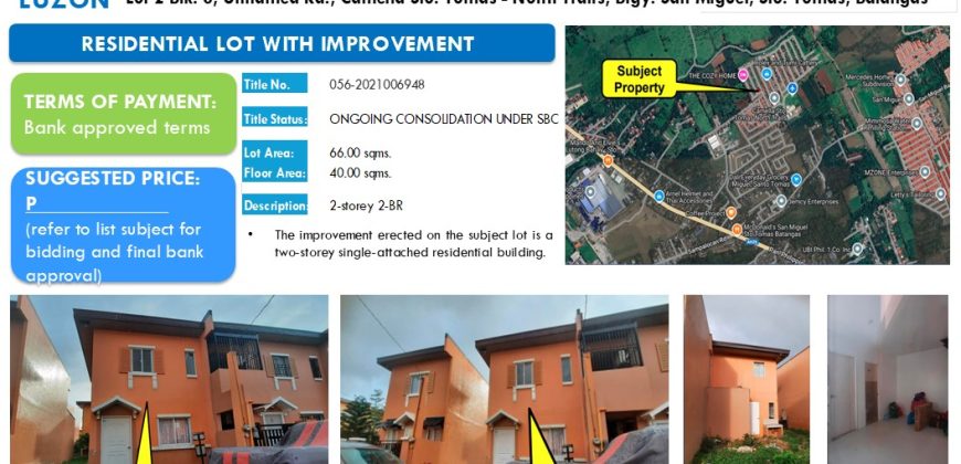 Foreclosed House and Lot in Batangas, South Luzon – Albacete St. (Security Bank)