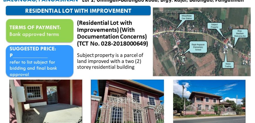Foreclosed Residential Lot in Pangasinan – Umingan-Balungao Road (Security Bank)